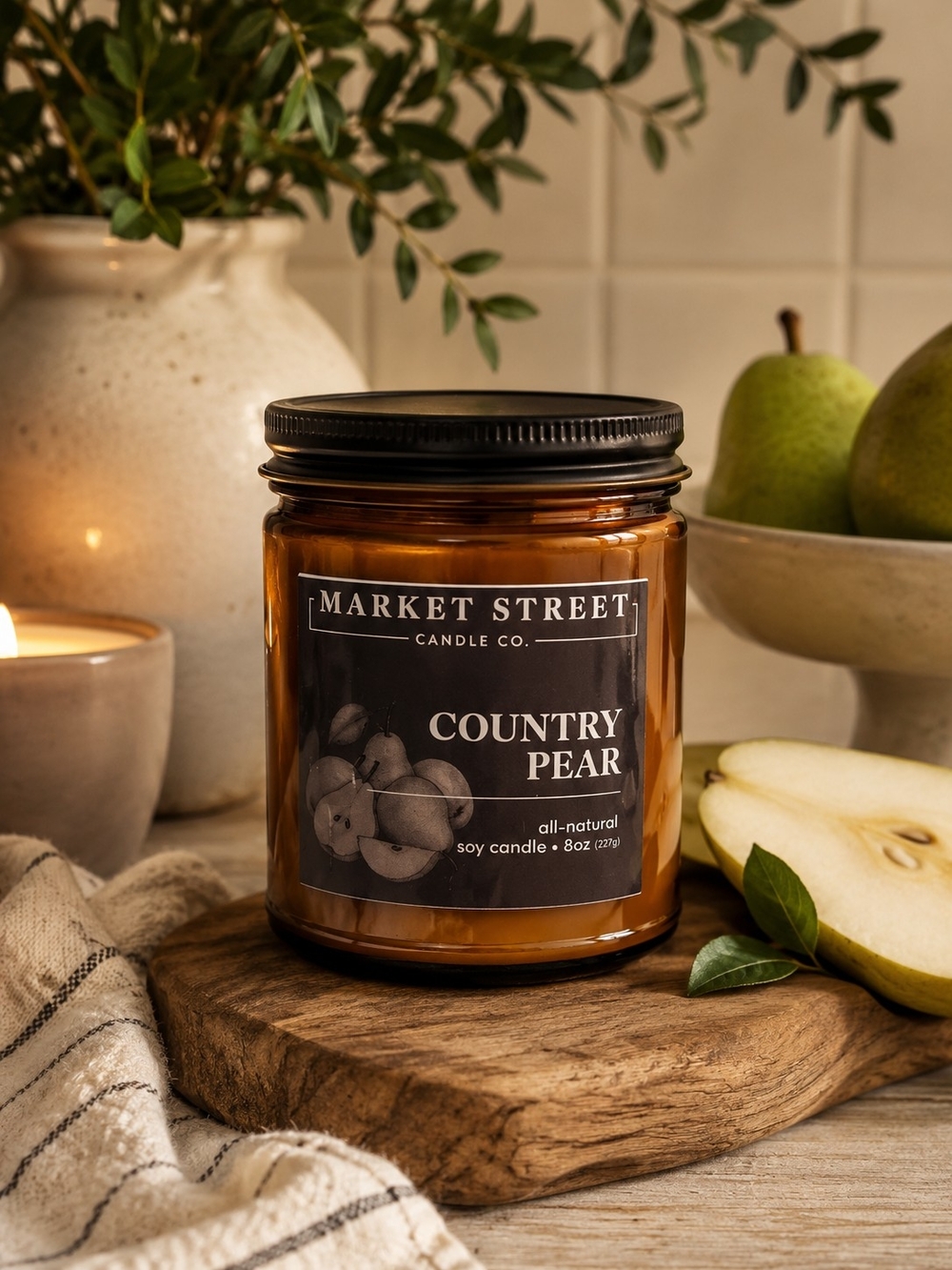 Market Street Candle Co Country Pear 8 oz Soy Candle NEW